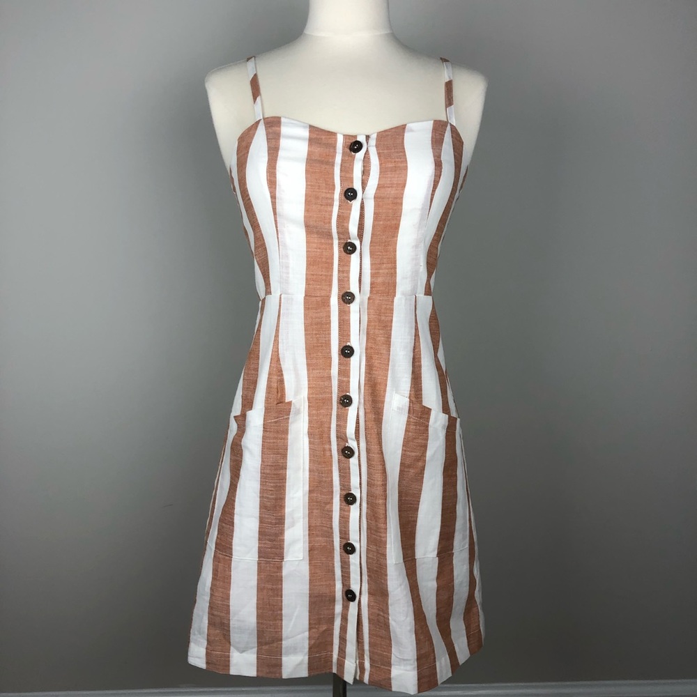FOREVER 21 Vertical Striped Dress Button Down Size Small